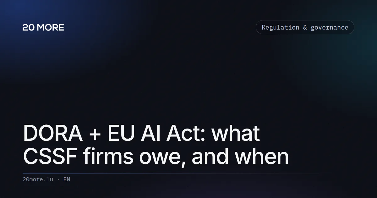 DORA + EU AI Act: what CSSF firms owe, and when