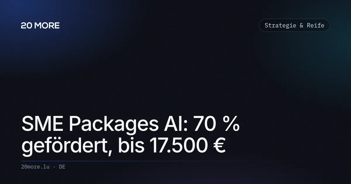 SME Packages AI: 70 % gefördert, bis 17.500 €